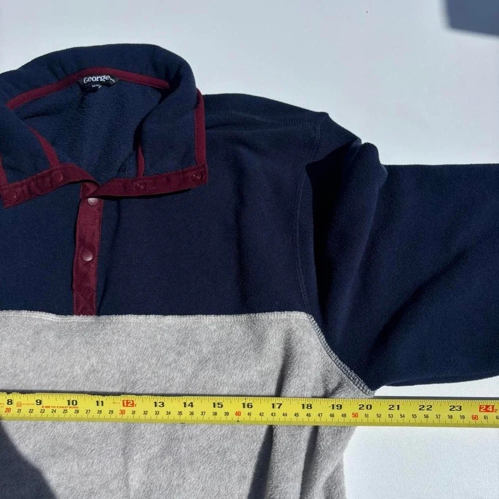 George navy blue and gray color-blocked fleece jumper with burgundy trim - M - Picture 5 of 6
